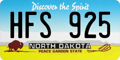 ND license plate HFS925