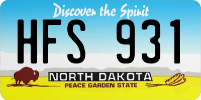 ND license plate HFS931