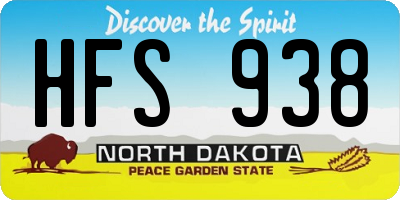 ND license plate HFS938