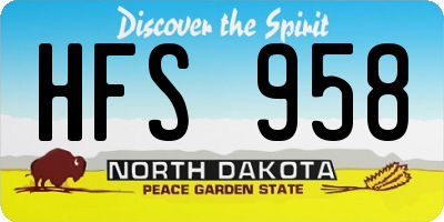 ND license plate HFS958