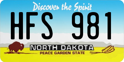 ND license plate HFS981