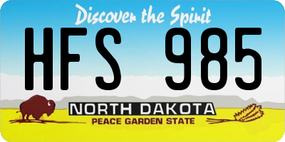 ND license plate HFS985