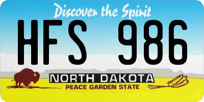 ND license plate HFS986