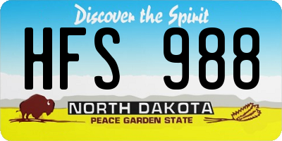 ND license plate HFS988