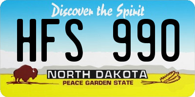 ND license plate HFS990