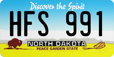 ND license plate HFS991