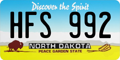 ND license plate HFS992