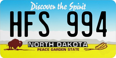 ND license plate HFS994