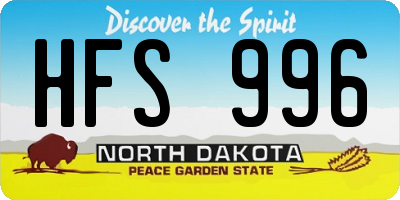 ND license plate HFS996