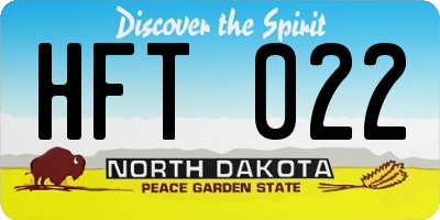ND license plate HFT022