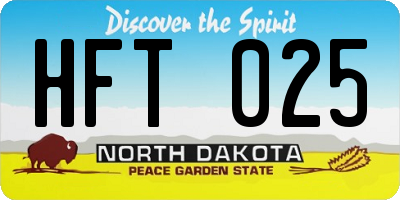 ND license plate HFT025