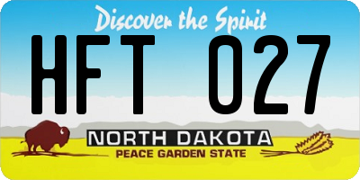 ND license plate HFT027