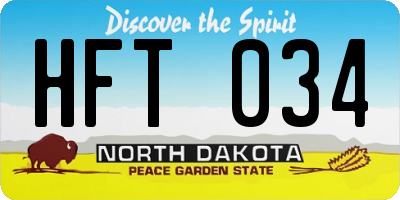 ND license plate HFT034