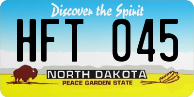 ND license plate HFT045