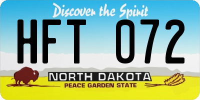 ND license plate HFT072
