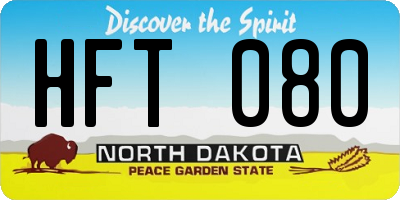 ND license plate HFT080