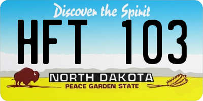 ND license plate HFT103