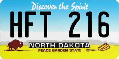 ND license plate HFT216
