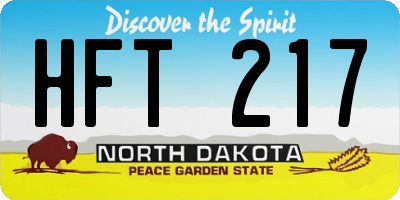ND license plate HFT217