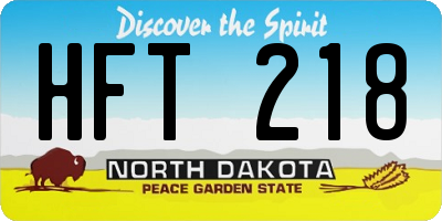 ND license plate HFT218