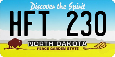 ND license plate HFT230