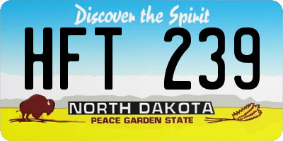 ND license plate HFT239