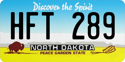 ND license plate HFT289