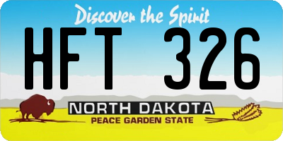 ND license plate HFT326