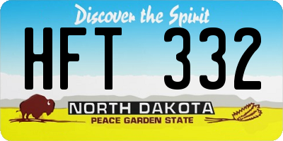 ND license plate HFT332