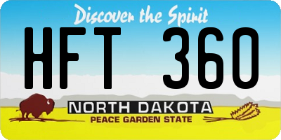 ND license plate HFT360