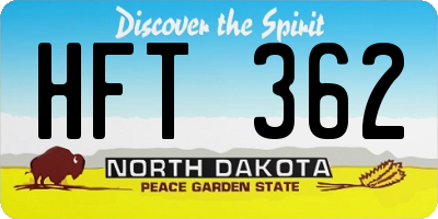 ND license plate HFT362