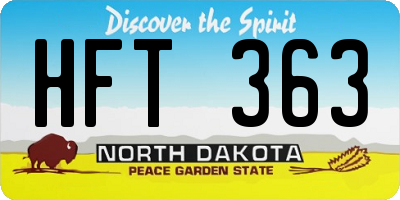 ND license plate HFT363