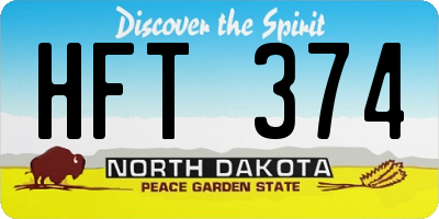 ND license plate HFT374