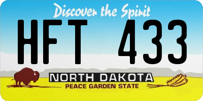 ND license plate HFT433