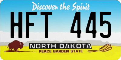 ND license plate HFT445