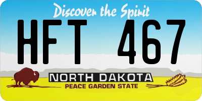 ND license plate HFT467