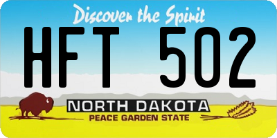 ND license plate HFT502