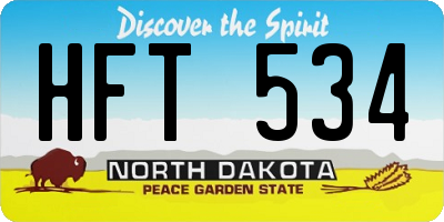 ND license plate HFT534