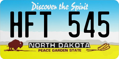 ND license plate HFT545