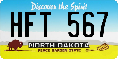 ND license plate HFT567