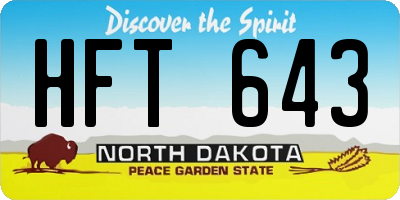 ND license plate HFT643