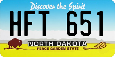 ND license plate HFT651