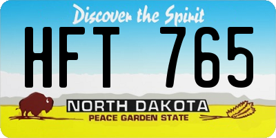 ND license plate HFT765