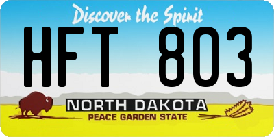 ND license plate HFT803