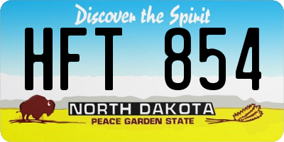 ND license plate HFT854