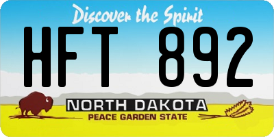 ND license plate HFT892