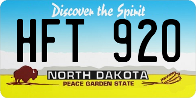 ND license plate HFT920