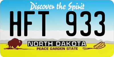 ND license plate HFT933