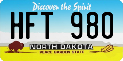 ND license plate HFT980