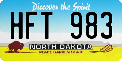 ND license plate HFT983